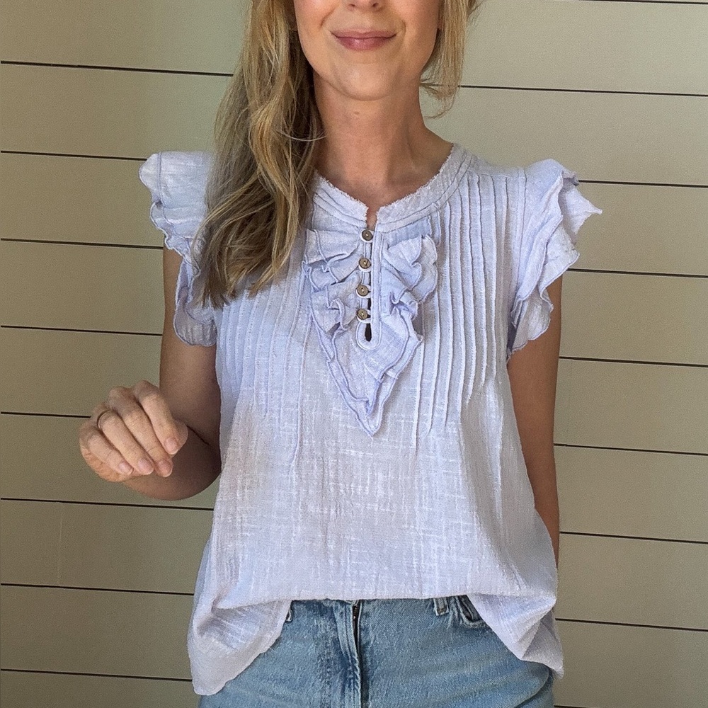 By Together 100% Cotton Lavender Ruffled Gauze Top